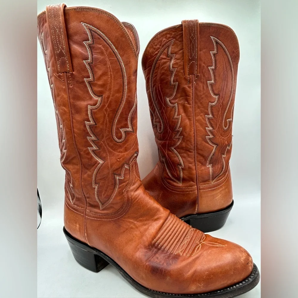 Lucchese 1883 Men’s Cowboy Western Boots Camel Brown Leather Men’s Size 8.5 2E - Picture 14 of 14